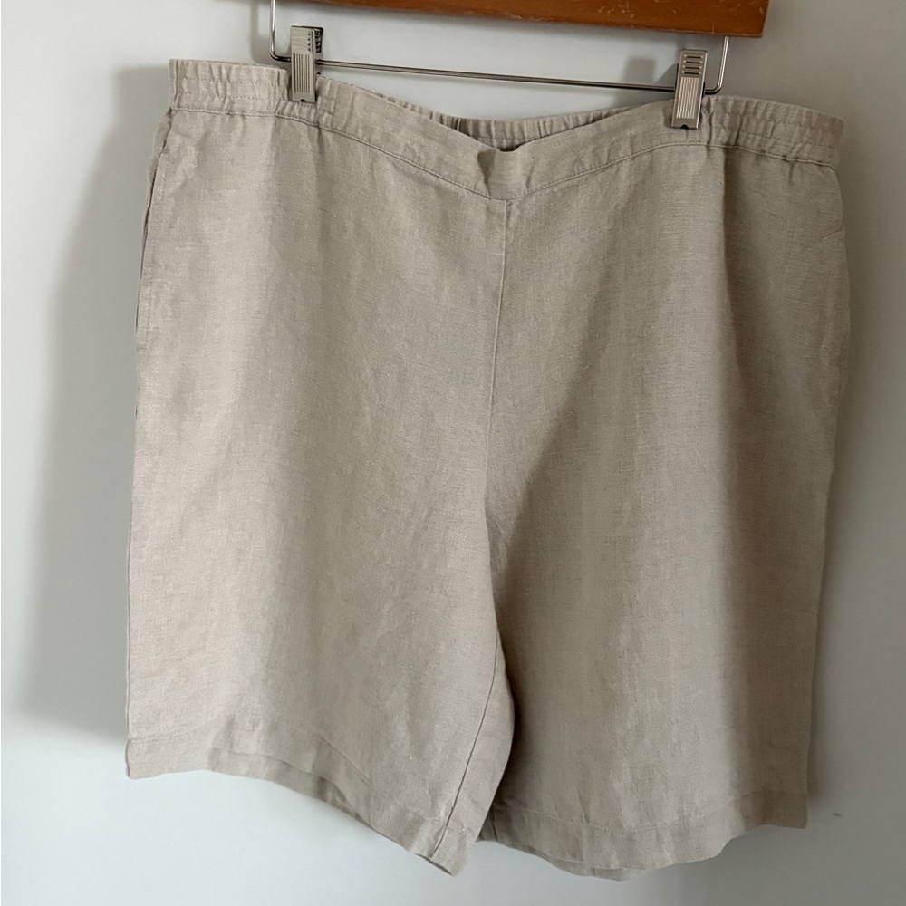J. Jill Women’s Light Beige 100% Linen Flat Front Shorts BNWT